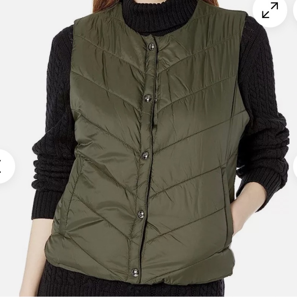 Sam Edelman Olive Green Lightweight Puffer Vest - Size Small, Like New